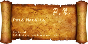 Pető Natália névjegykártya